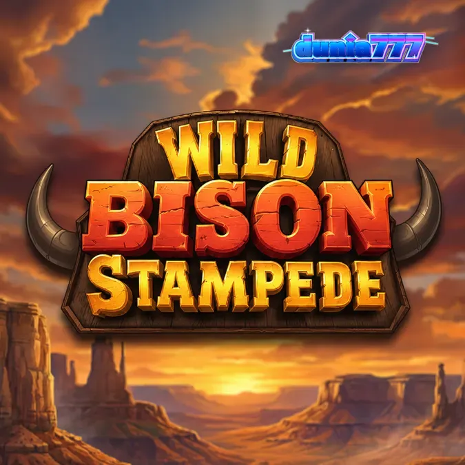 Tampilan visual grid permainan Wild Bison Stampede dengan latar belakang dataran Amerika Utara.